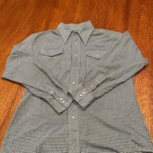 VINTAGE Men's BUD BERMA WESTERNER Green and White Checkered Shirt, EUC